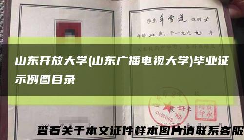 山东开放大学(山东广播电视大学)毕业证示例图目录缩略图