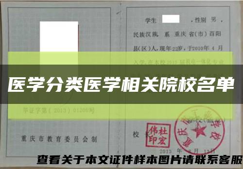 医学分类医学相关院校名单缩略图