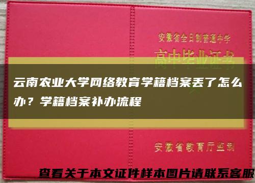 云南农业大学网络教育学籍档案丢了怎么办？学籍档案补办流程缩略图