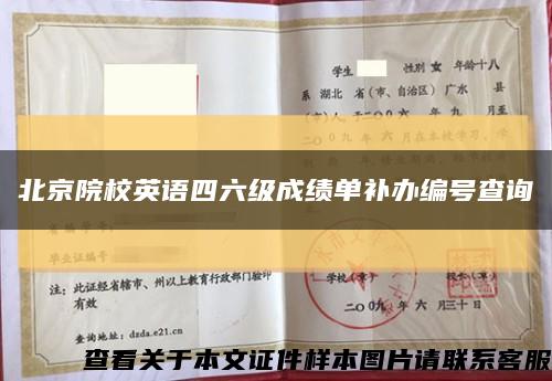 北京院校英语四六级成绩单补办编号查询缩略图