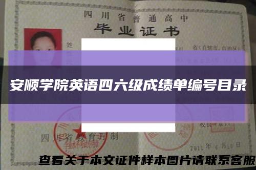安顺学院英语四六级成绩单编号目录缩略图