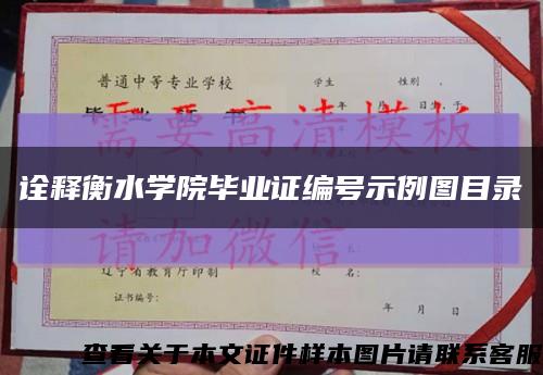 诠释衡水学院毕业证编号示例图目录缩略图