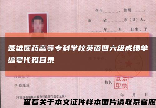 楚雄医药高等专科学校英语四六级成绩单编号代码目录缩略图