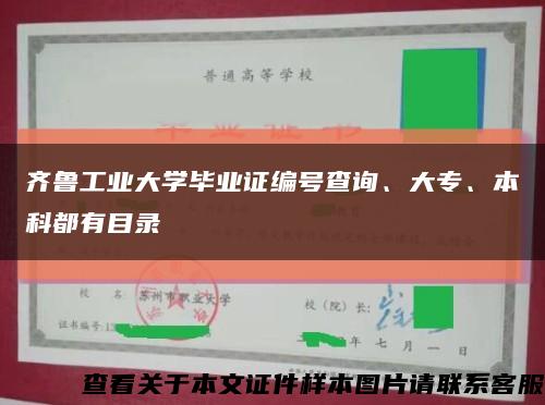 齐鲁工业大学毕业证编号查询、大专、本科都有目录缩略图
