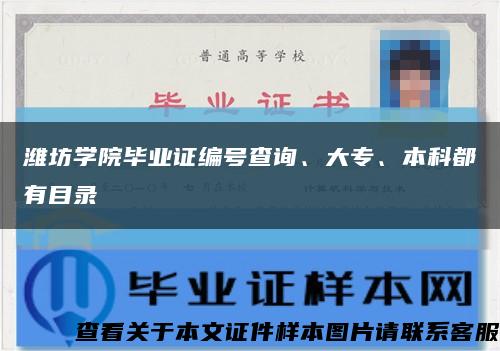 潍坊学院毕业证编号查询、大专、本科都有目录缩略图