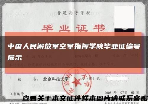 中国人民解放军空军指挥学院毕业证编号展示缩略图