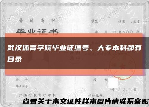 武汉体育学院毕业证编号、大专本科都有目录缩略图