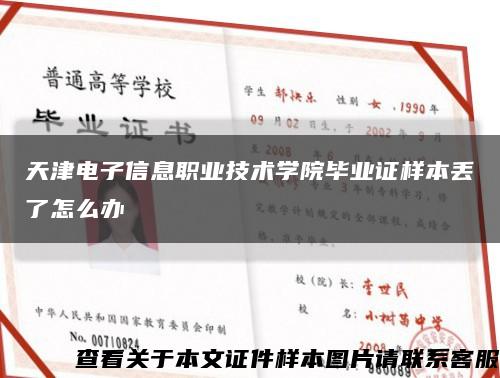 天津电子信息职业技术学院毕业证样本丢了怎么办缩略图