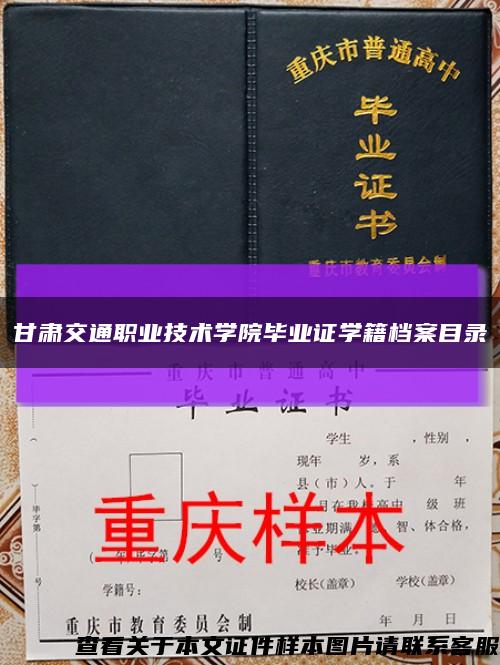 甘肃交通职业技术学院毕业证学籍档案目录缩略图