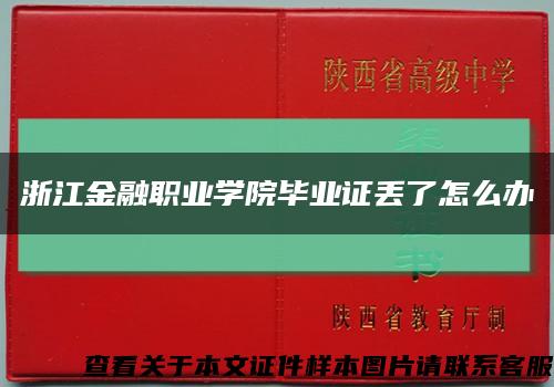 浙江金融职业学院毕业证丢了怎么办缩略图