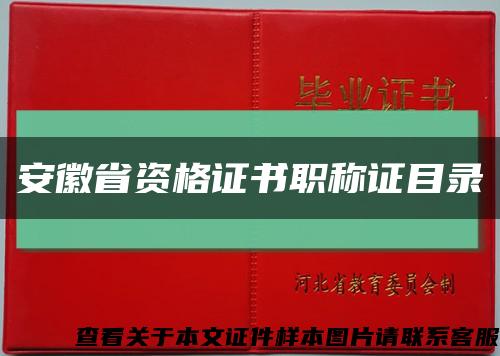 安徽省资格证书职称证目录缩略图