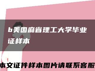 b美国麻省理工大学毕业证样本缩略图