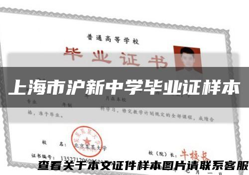上海市沪新中学毕业证样本缩略图