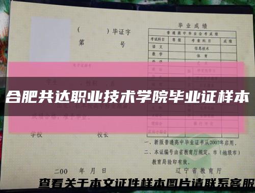 合肥共达职业技术学院毕业证样本缩略图