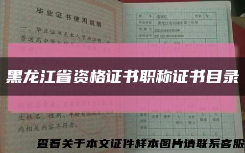 黑龙江省资格证书职称证书目录缩略图