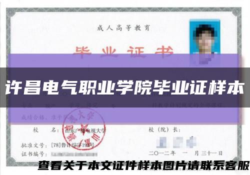 许昌电气职业学院毕业证样本缩略图