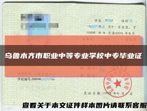 乌鲁木齐市职业中等专业学校中专毕业证缩略图