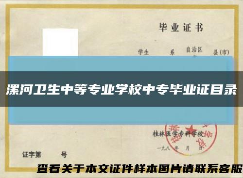 漯河卫生中等专业学校中专毕业证目录缩略图