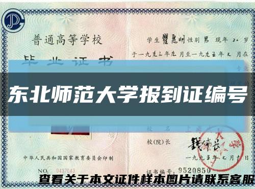 东北师范大学报到证编号缩略图