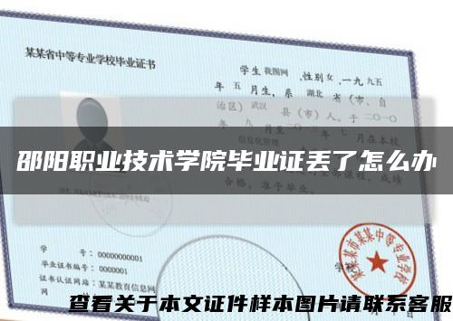 邵阳职业技术学院毕业证丢了怎么办缩略图