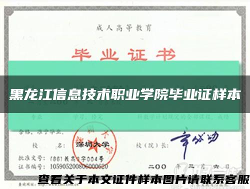 黑龙江信息技术职业学院毕业证样本缩略图