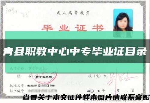 青县职教中心中专毕业证目录缩略图