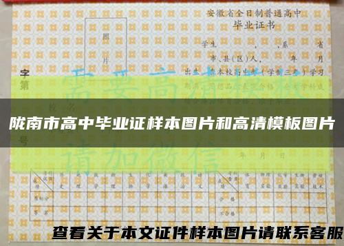 陇南市高中毕业证样本图片和高清模板图片缩略图