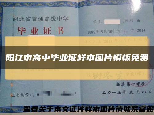 阳江市高中毕业证样本图片模板免费缩略图