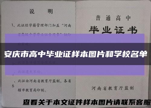 安庆市高中毕业证样本图片和学校名单缩略图