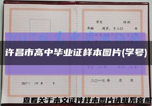 许昌市高中毕业证样本图片(学号)缩略图