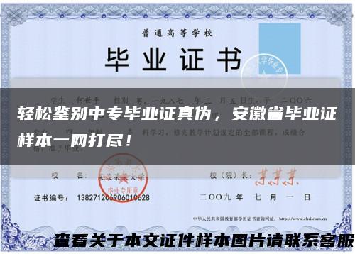 轻松鉴别中专毕业证真伪，安徽省毕业证样本一网打尽！缩略图