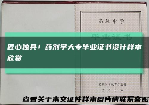 匠心独具！药剂学大专毕业证书设计样本欣赏缩略图