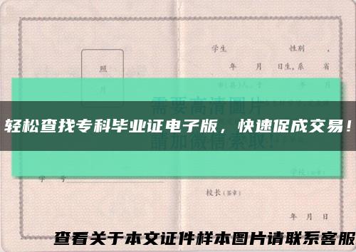 轻松查找专科毕业证电子版，快速促成交易！缩略图