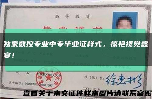 独家数控专业中专毕业证样式，惊艳视觉盛宴！缩略图