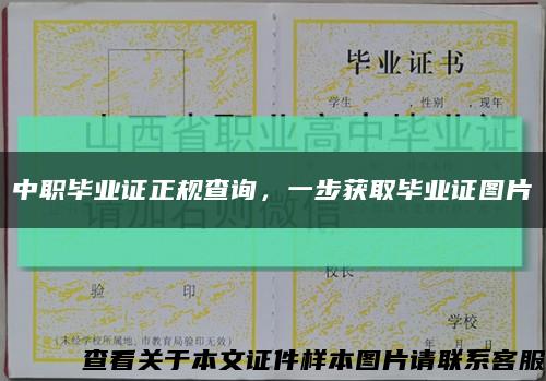 中职毕业证正规查询，一步获取毕业证图片缩略图