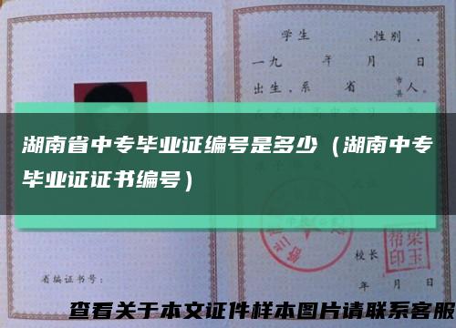 湖南省中专毕业证编号是多少（湖南中专毕业证证书编号）缩略图