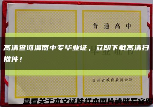 高清查询渭南中专毕业证，立即下载高清扫描件！缩略图