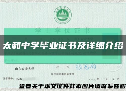 太和中学毕业证书及详细介绍缩略图
