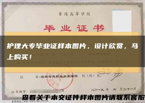 护理大专毕业证样本图片，设计欣赏，马上购买！缩略图