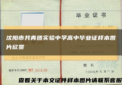 沈阳市共青团实验中学高中毕业证样本图片欣赏缩略图