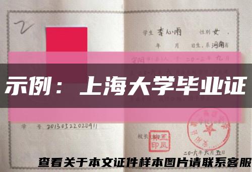 示例：上海大学毕业证缩略图