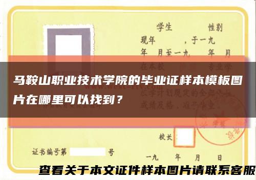 马鞍山职业技术学院的毕业证样本模板图片在哪里可以找到？缩略图