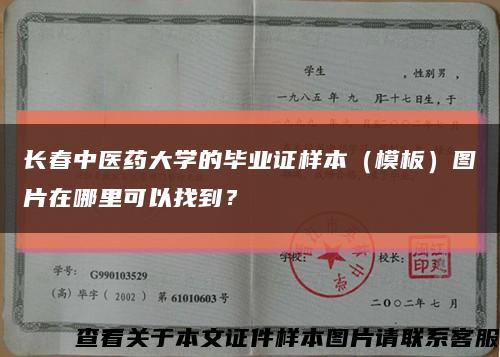 长春中医药大学的毕业证样本（模板）图片在哪里可以找到？缩略图