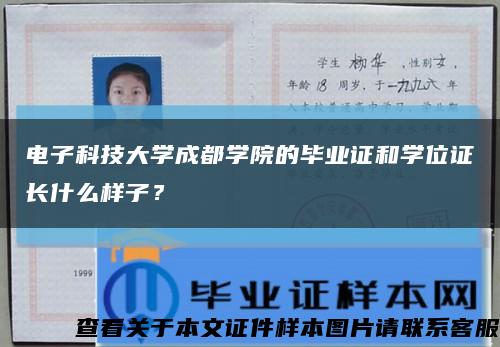 电子科技大学成都学院的毕业证和学位证长什么样子？缩略图