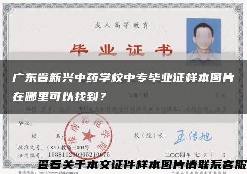 广东省新兴中药学校中专毕业证样本图片在哪里可以找到？缩略图