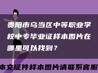 贵阳市乌当区中等职业学校中专毕业证样本图片在哪里可以找到？缩略图