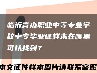 临沂育杰职业中等专业学校中专毕业证样本在哪里可以找到？缩略图