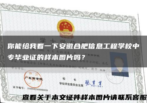 你能给我看一下安徽合肥信息工程学校中专毕业证的样本图片吗？缩略图