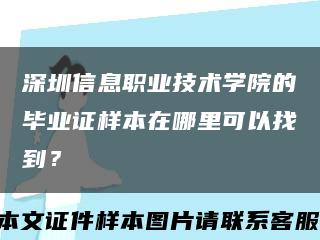 深圳信息职业技术学院的毕业证样本在哪里可以找到？缩略图