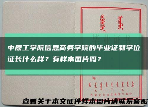 中原工学院信息商务学院的毕业证和学位证长什么样？有样本图片吗？缩略图